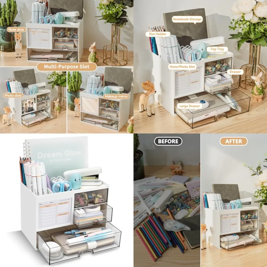 Desk Organizer with 3 Drawer, Multi-Functional Pencil Pen Holder for Desk, Desk Organizers and Storage with 8 Compartments, Des
Desk Organizer with 3 Drawer, Multi-Functional Pencil Pen Holder for Desk, Desk Organizers and Storage with 8 Compartments, Des