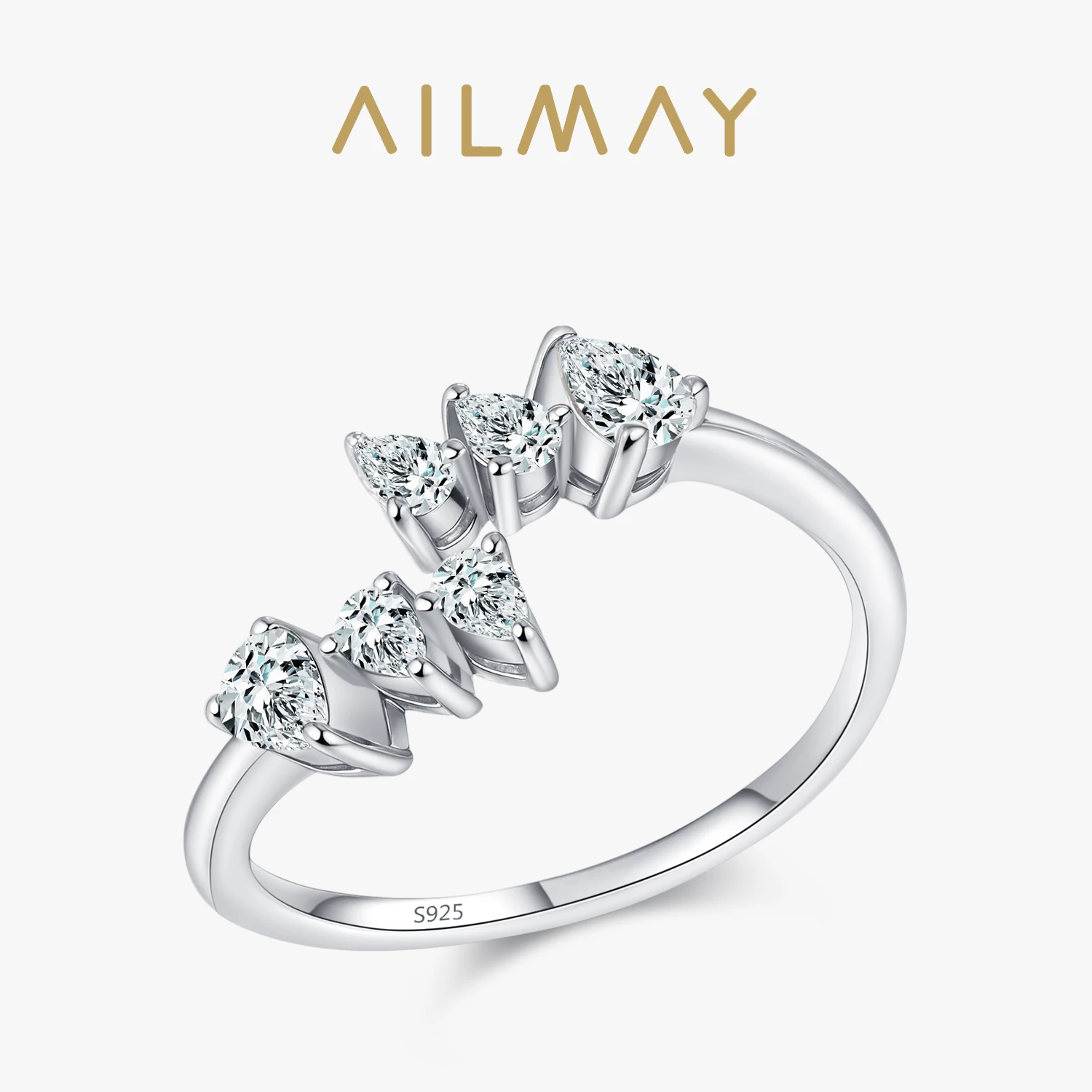 Ailmay Luxury 925 Sterling Silver Pear Cubic Zirconia Gemstone Open Ring For Women Wedding Engagement Fine Jewelry
Ailmay Luxury 925 Sterling Silver Pear Cubic Zirconia Gemstone Open Ring For Women Wedding Engagement Fine Jewelry