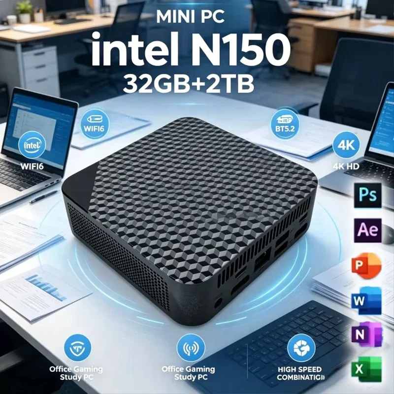 Mini PC Core N150 Compact Mini Laptop 16GB RAM 1024GB SSD HD WiFi6 BT5.2 Multifunctional Daily Notebook Gaming PC
Mini PC Core N150 Compact Mini Laptop 16GB RAM 1024GB SSD HD WiFi6 BT5.2 Multifunctional Daily Notebook Gaming PC