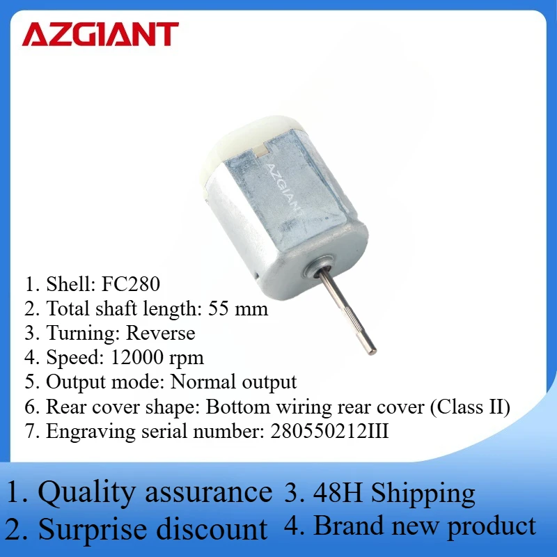 5PCS FC280 DC Motor 12000 RPM 55mm DIY Repair Engine For Car Replacement Power OEM Accesseries Reverse Rotation Toy High Quality
5PCS FC280 DC Motor 12000 RPM 55mm DIY Repair Engine For Car Replacement Power OEM Accesseries Reverse Rotation Toy High Quality