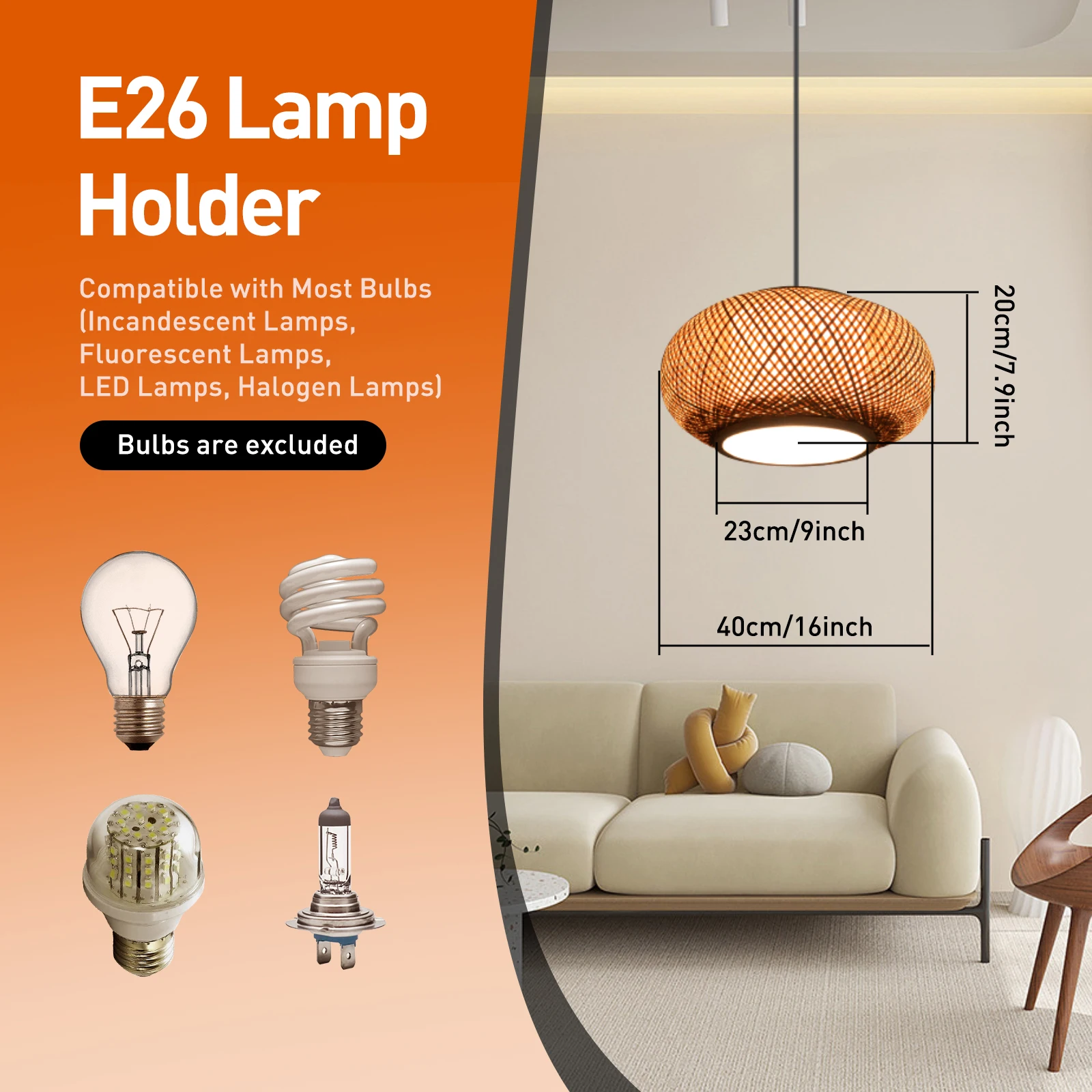 Bamboo Pendant Light Ceiling Lamp Shade Hanging Light Fixture Boho Pendant Light for Hotels Home Decoration (40cm/16inch) 
Bamboo Pendant Light Ceiling Lamp Shade Hanging Light Fixture Boho Pendant Light for Hotels Home Decoration (40cm/16inch)