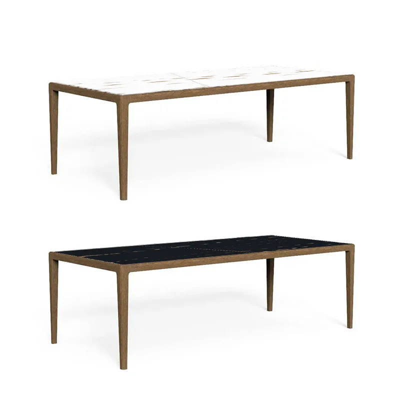 European outdoor leisure table and chair combination rattan dining chair teak rock slab dining table
European outdoor leisure table and chair combination rattan dining chair teak rock slab dining table