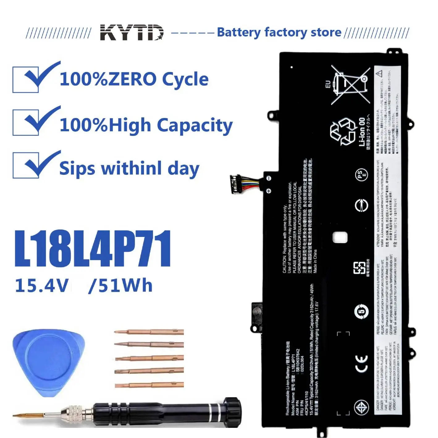 KYTD L18L4P71 battery 15.4V 51Wh compatiable with for laptop battery
KYTD L18L4P71 battery 15.4V 51Wh compatiable with for laptop battery