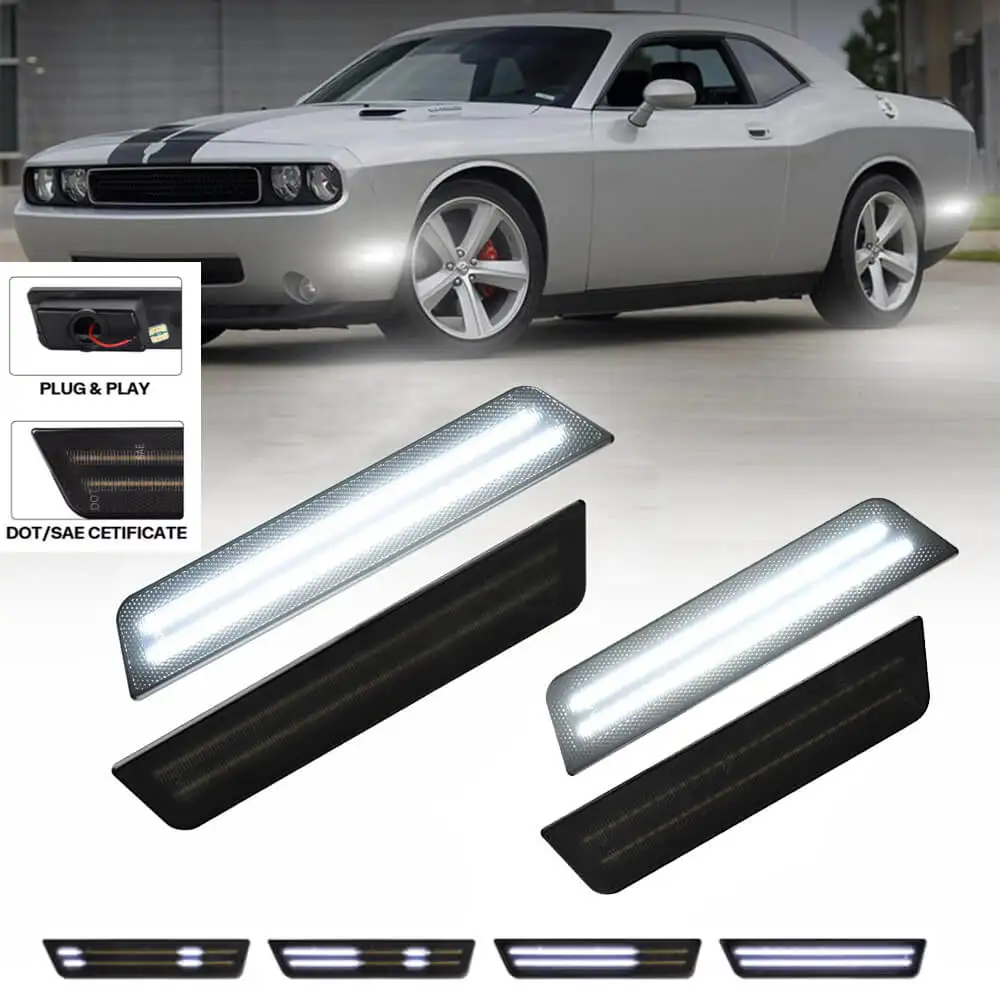 4pcs Dynamic Scan White Driving Light Front Rear Bumper LED Side Marker Light For Dodge Challenger 2008-2014 &Charger 2011-2014
4pcs Dynamic Scan White Driving Light Front Rear Bumper LED Side Marker Light For Dodge Challenger 2008-2014 &Charger 2011-2014