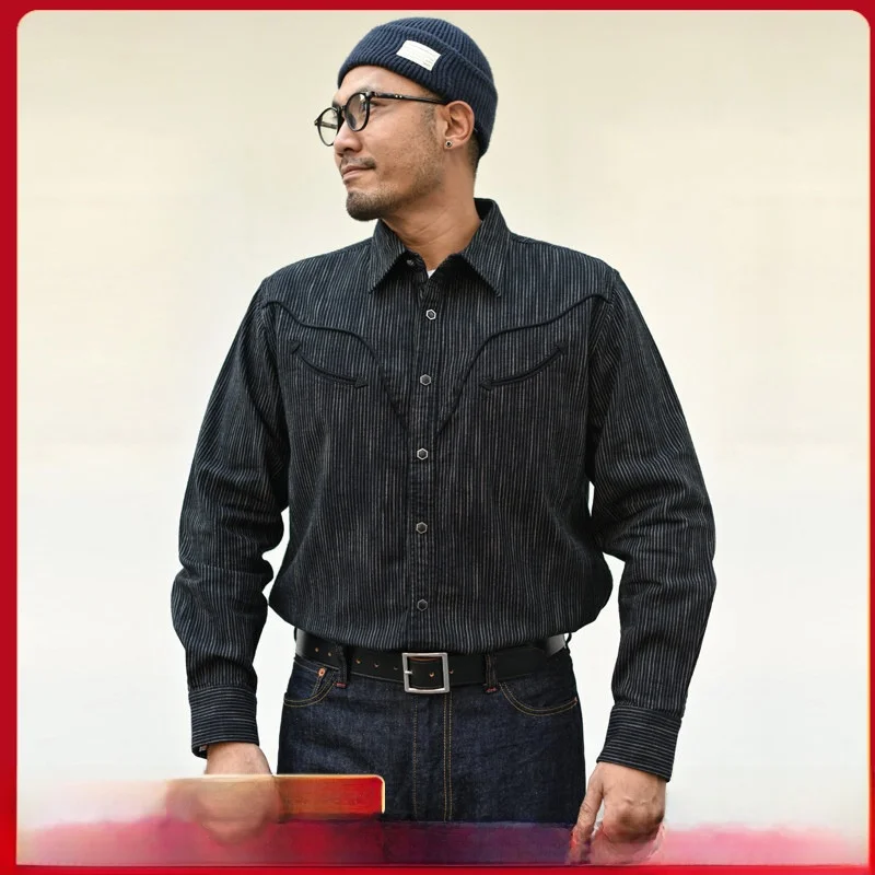 Men's Western Sle Long Sve Striped Casual irt Bla Stripe Autumn Winter American Khaki Retro Breathable Loose Fit Cotton
Men's Western Sle Long Sve Striped Casual irt Bla Stripe Autumn Winter American Khaki Retro Breathable Loose Fit Cotton