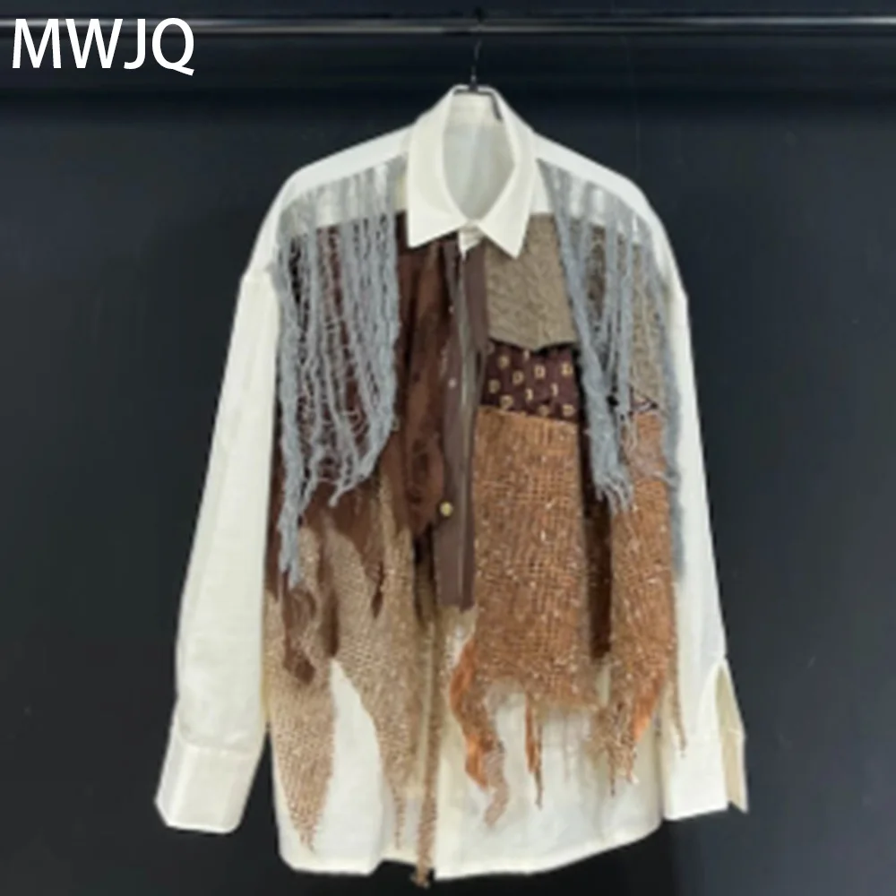 MWJQ Spliced Coffee Layers Niche Design Male Shirt High Street Long Sleeve Retro Single Breasted Lapel Loose Tops Spring 010393
MWJQ Spliced Coffee Layers Niche Design Male Shirt High Street Long Sleeve Retro Single Breasted Lapel Loose Tops Spring 010393