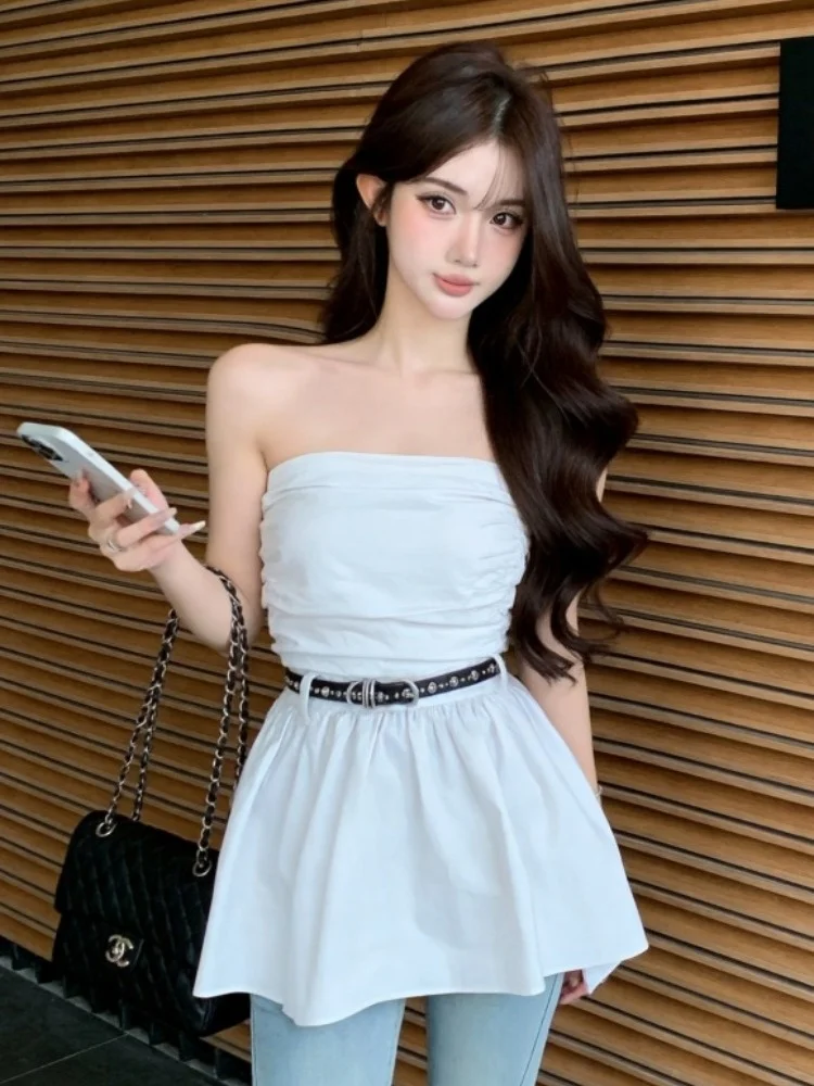 Korean Style Slimming Puffy Hemline Crop Top Backless Vest Women Summer Belted Waist Control Fashionable Trendy Hot Girl
Korean Style Slimming Puffy Hemline Crop Top Backless Vest Women Summer Belted Waist Control Fashionable Trendy Hot Girl