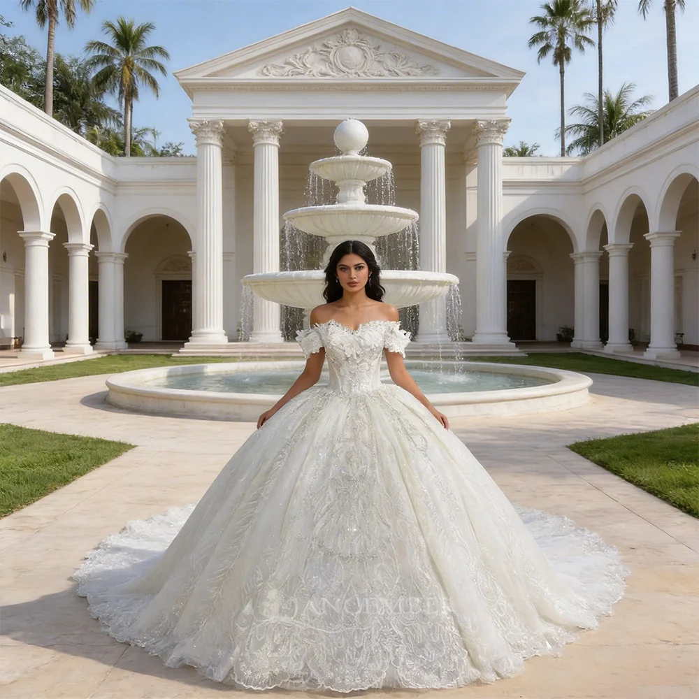 Elegant Sweetheart Neck Wedding Dress 2026 Luxurious Short Sleeves Bridal Gown Shiny Ball Gown Customized vestidos de novia boda
Elegant Sweetheart Neck Wedding Dress 2026 Luxurious Short Sleeves Bridal Gown Shiny Ball Gown Customized vestidos de novia boda