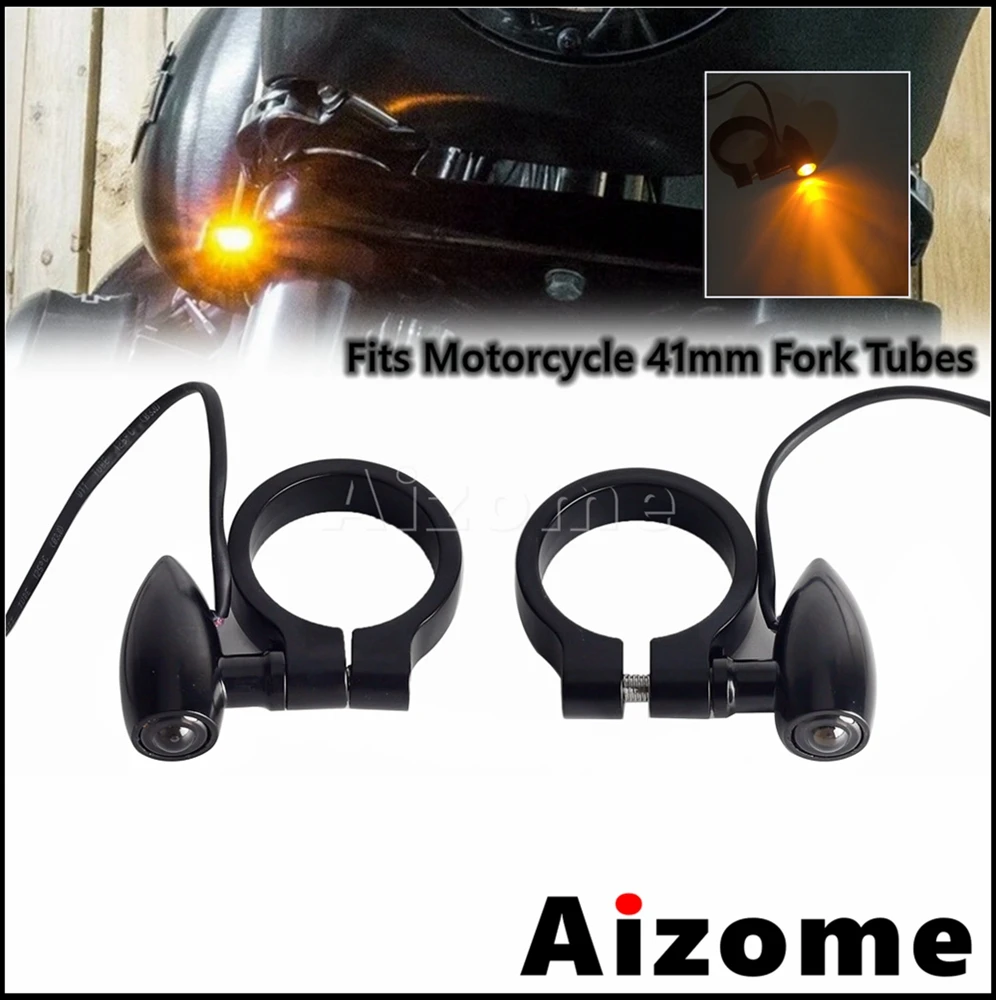 Universal 41mm Fork Tubes Bullet LED Turn Signals Lights For Harley Chopper Bobber Cafe Racer Softail Dyna Sportster XL 1200 883
Universal 41mm Fork Tubes Bullet LED Turn Signals Lights For Harley Chopper Bobber Cafe Racer Softail Dyna Sportster XL 1200 883