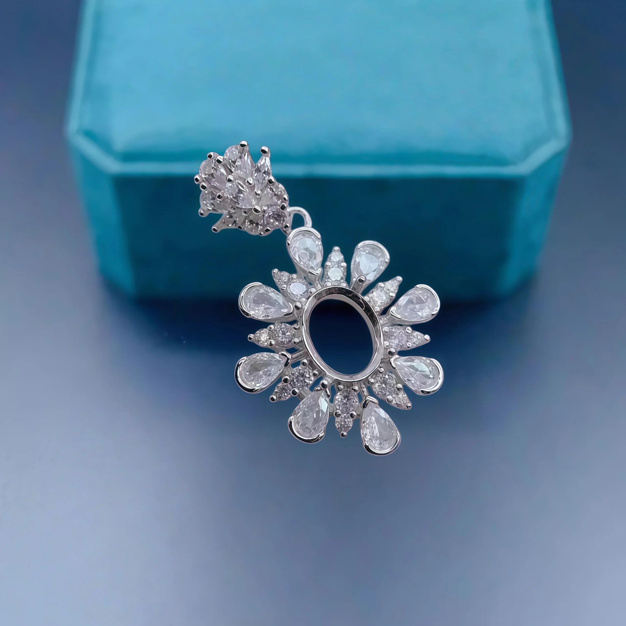 Real S925 Sterling Silver DIY Pendant Empty Holder Inlay 7*9mm Oval Stone Fine Fashion Flower Design Charm Jewelry for Woman
Real S925 Sterling Silver DIY Pendant Empty Holder Inlay 7*9mm Oval Stone Fine Fashion Flower Design Charm Jewelry for Woman