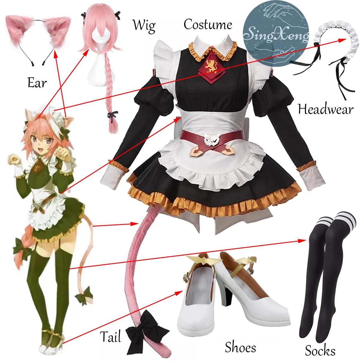 SingXeng аниме Fate/Grand Order Fate Apocrypha Rider Astolfo косплей JK школьная форма платье горничной костюм необычный наряд Хэллоуин
SingXeng аниме Fate/Grand Order Fate Apocrypha Rider Astolfo косплей JK школьная форма платье горничной костюм необычный наряд Хэллоуин