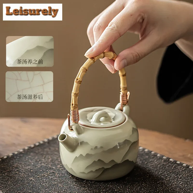 210 мл Ru Kiln Mountain As Flowers Чайник Винтажный бамбуковый подъемный баллончик Чайник для приготовления чая Кунг-фу Чайный набор Аксессуары Ремесло
210 мл Ru Kiln Mountain As Flowers Чайник Винтажный бамбуковый подъемный баллончик Чайник для приготовления чая Кунг-фу Чайный набор Аксессуары Ремесло