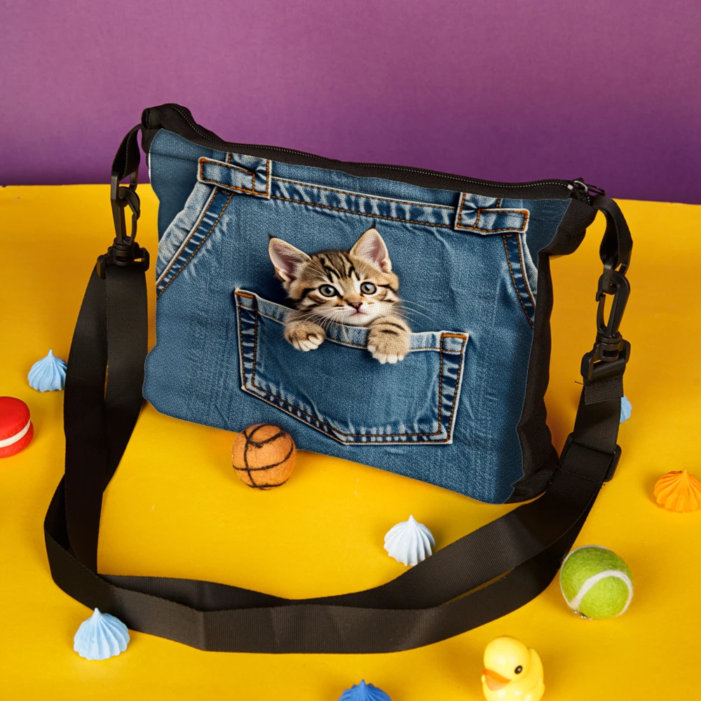 1pc Denim Style Crossbody Bag Blue Cat In Pocket Print Shoulder Bags For Women Casual Daily Use Travel Shopping Carry All Purse
1pc Denim Style Crossbody Bag Blue Cat In Pocket Print Shoulder Bags For Women Casual Daily Use Travel Shopping Carry All Purse