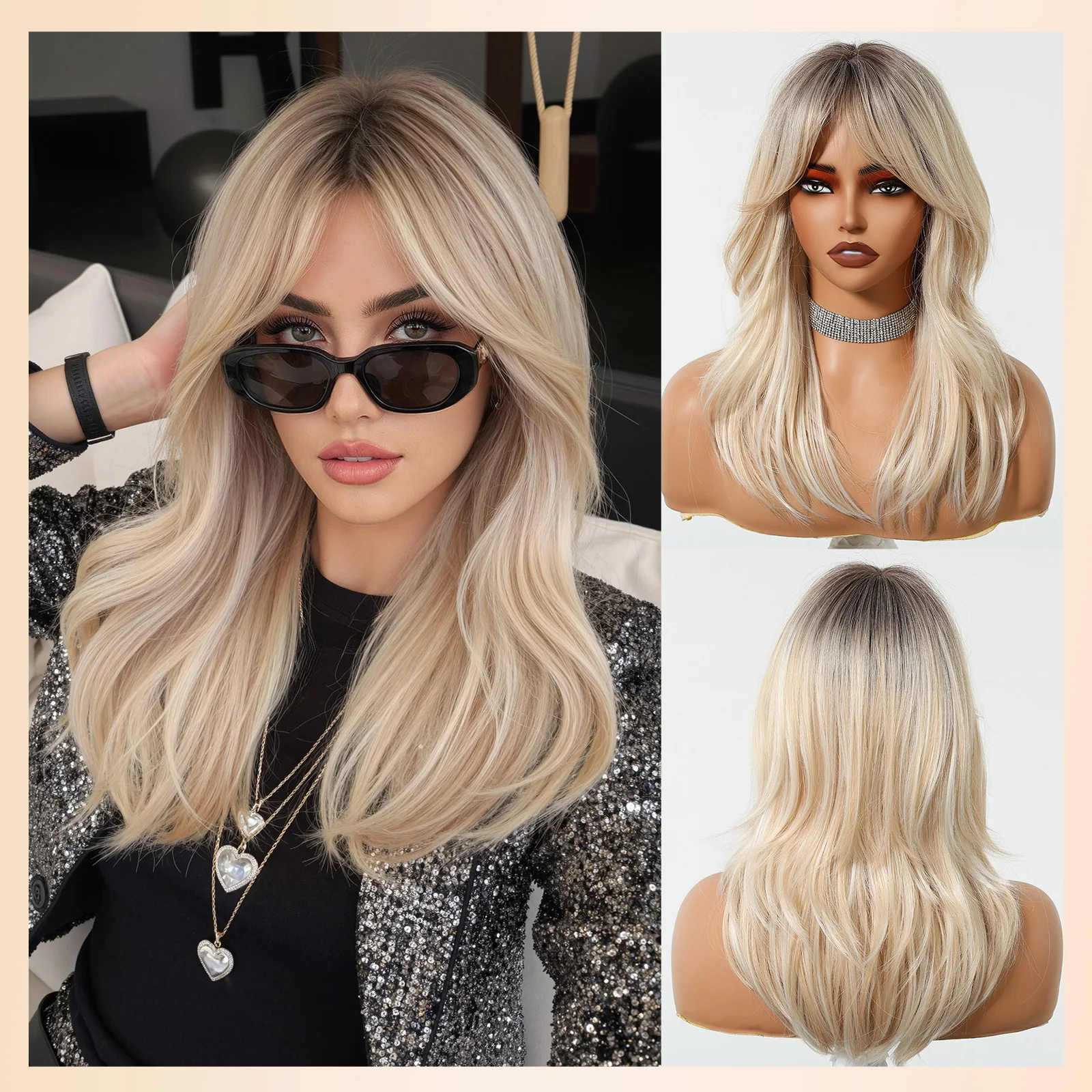 Ombre Blonde Long Wavy Wigs with Bangs for Women 20 Inch Synthetic Hair Natural Layered Curly Wig Heat Resistant Daily Party Wigs
Ombre Blonde Long Wavy Wigs with Bangs for Women 20 Inch Synthetic Hair Natural Layered Curly Wig Heat Resistant Daily Party Wigs