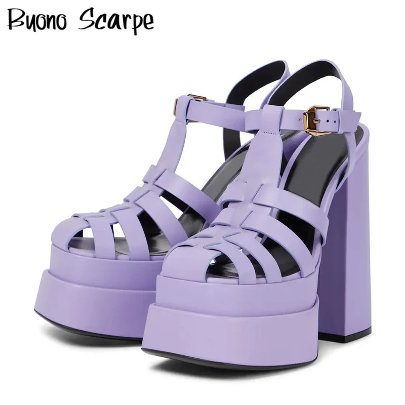 Chunky Square Toe High Heel Shoes Women Platform Sandals Genuine Leather Knit Cross Buckles T-tied Summer Heels Ladies Sandalias
Chunky Square Toe High Heel Shoes Women Platform Sandals Genuine Leather Knit Cross Buckles T-tied Summer Heels Ladies Sandalias