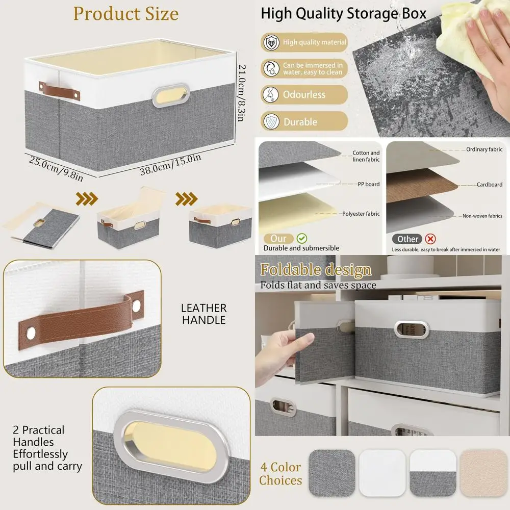 Складные тканевые контейнеры для хранения из 6 штук с 3 ручками, белые/серые, 15 л x 9,8 В x 8,3 В для одежды и полок
Складные тканевые контейнеры для хранения из 6 штук с 3 ручками, белые/серые, 15 л x 9,8 В x 8,3 В для одежды и полок