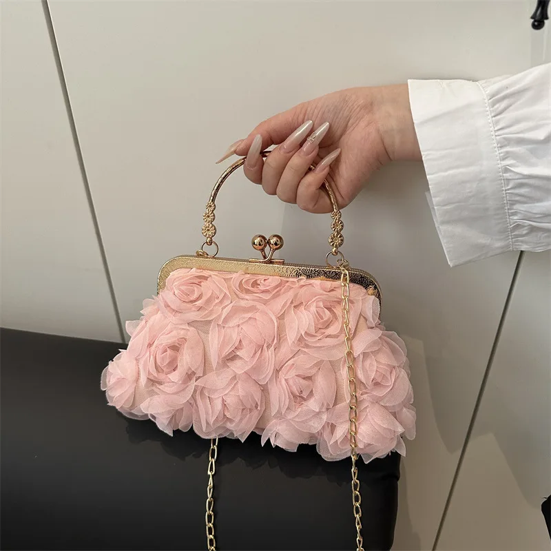 Luxury Champagne Evening Clutch - Handmade 3D Floral Chiffon Bag with Gold Chain, Elegant Women's Wedding Party Purse
Luxury Champagne Evening Clutch - Handmade 3D Floral Chiffon Bag with Gold Chain, Elegant Women's Wedding Party Purse