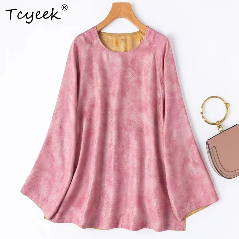 Tcyeek 100% Real Silk Women Shirts 2026 Spring Autumn Loose Reversible Batwing Sleeve Mid-length Top Lady Clothing Tops De Mujer
Tcyeek 100% Real Silk Women Shirts 2026 Spring Autumn Loose Reversible Batwing Sleeve Mid-length Top Lady Clothing Tops De Mujer