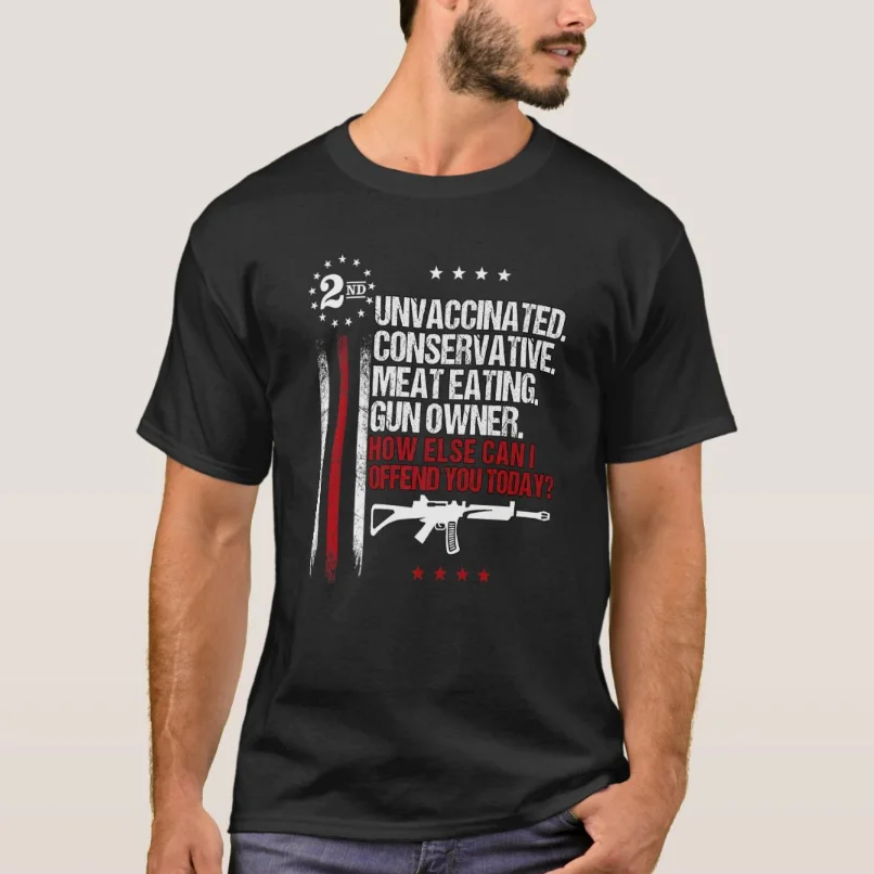 Unvaccinated Conservative Meat Eating Gun Owner 2nd Amendment T-Shirt 100% Cotton O-Neck Summer Short Sleeve Casual Mens T-shirt
Unvaccinated Conservative Meat Eating Gun Owner 2nd Amendment T-Shirt 100% Cotton O-Neck Summer Short Sleeve Casual Mens T-shirt
