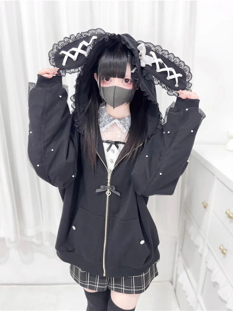 Cute Sle Women's Hoodie Jaet Rabbit Ear Design Autumn Winter Warm Loose Fit Long Sve Zipper Closure Casual Outerwear
Cute Sle Women's Hoodie Jaet Rabbit Ear Design Autumn Winter Warm Loose Fit Long Sve Zipper Closure Casual Outerwear