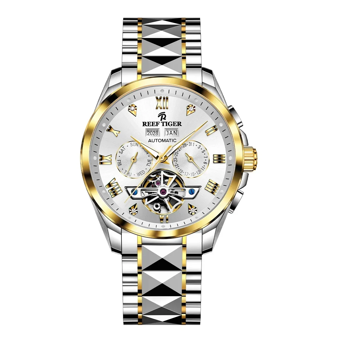 Reef Tiger Men Automatic Watch 42mm Luxury Mechanical Wristwatch 50M Waterproof Luminous Skeleton Dial Year,Month,Week,Date
Reef Tiger Men Automatic Watch 42mm Luxury Mechanical Wristwatch 50M Waterproof Luminous Skeleton Dial Year,Month,Week,Date