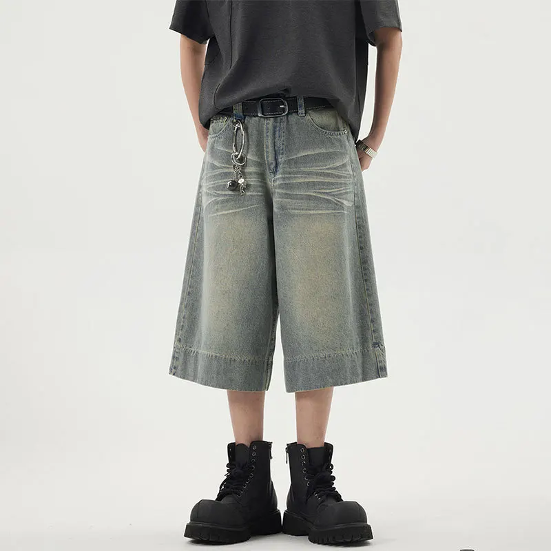 Men's Summer New Style Loose Straight Work Denim Shorts Casual Washed Retro Blue Mid-length Jean Shorts Baggy Jeans for Men
Men's Summer New Style Loose Straight Work Denim Shorts Casual Washed Retro Blue Mid-length Jean Shorts Baggy Jeans for Men