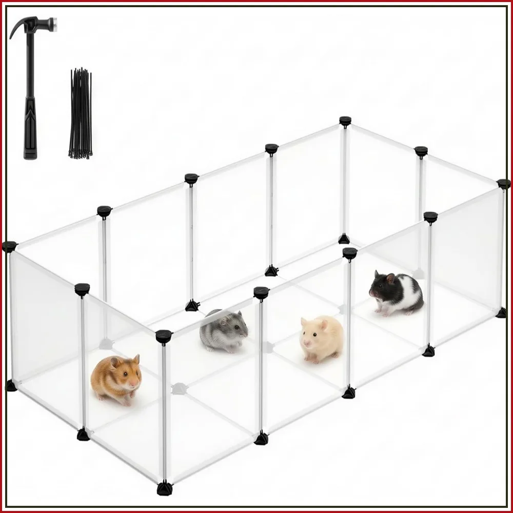 20 Panels Pet Playpen with Floor, Small Animal Enclosure, DIY Plastic Fence for Guinea Pigs, Bunny, Hamsters, Hedgehogs, 49.2x24.8x16.5 Inches, White
20 Panels Pet Playpen with Floor, Small Animal Enclosure, DIY Plastic Fence for Guinea Pigs, Bunny, Hamsters, Hedgehogs, 49.2x24.8x16.5 Inches, White