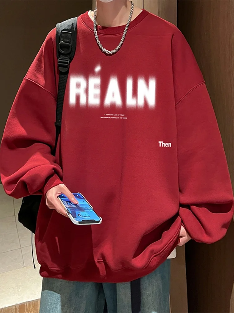 Red Wine round Neck Sweatshirt Men's Spring Autumn Thickened Warm Casual Outerwear American Retro Style Printed Loose Fit
Red Wine round Neck Sweatshirt Men's Spring Autumn Thickened Warm Casual Outerwear American Retro Style Printed Loose Fit