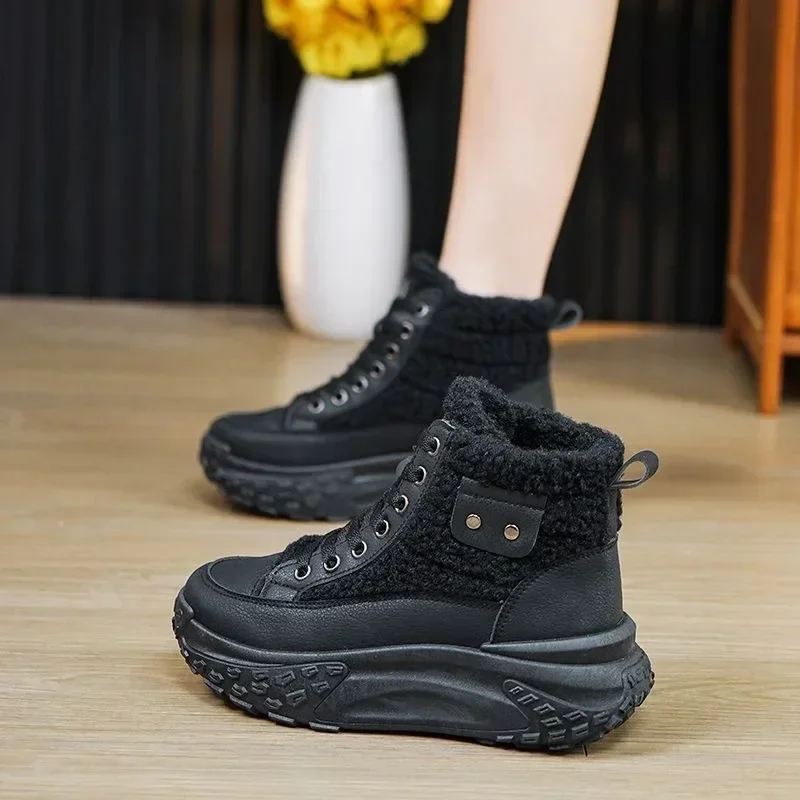 Women Snow Boots Winter High Top Plush Warm Cotton Shoes Thick Sole Height Increasing Anti Slip Outdoor Lace Up Ankle Boots
Women Snow Boots Winter High Top Plush Warm Cotton Shoes Thick Sole Height Increasing Anti Slip Outdoor Lace Up Ankle Boots