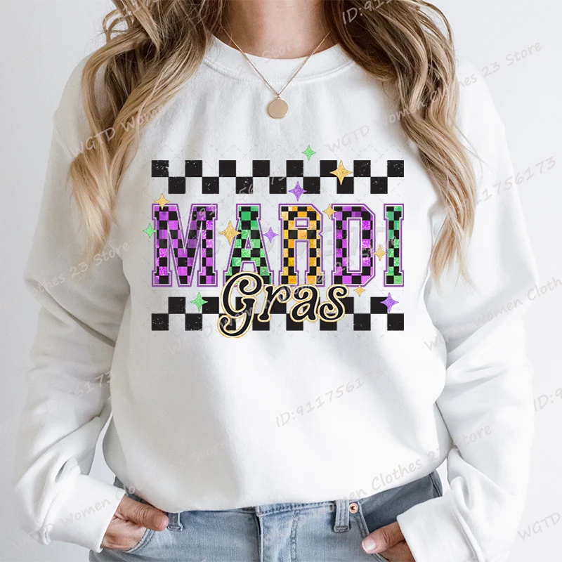 Fashion Women Clothing Mardi Gras Print Hoodless Pullovers Cool Soft Autumn Winter Pullover Ladies Long Sleeve Loose Sweatshirts
Fashion Women Clothing Mardi Gras Print Hoodless Pullovers Cool Soft Autumn Winter Pullover Ladies Long Sleeve Loose Sweatshirts