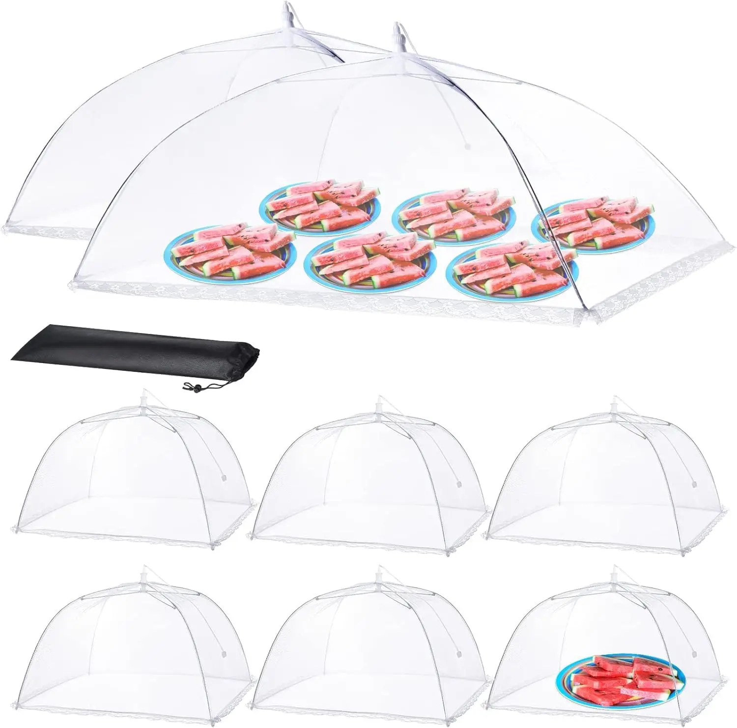 2 Extra Large & 6 Large Mesh Food Covers for Outdoor Dining, Pop-Up Collapsible Tents for Picnic Pool Party
2 Extra Large & 6 Large Mesh Food Covers for Outdoor Dining, Pop-Up Collapsible Tents for Picnic Pool Party