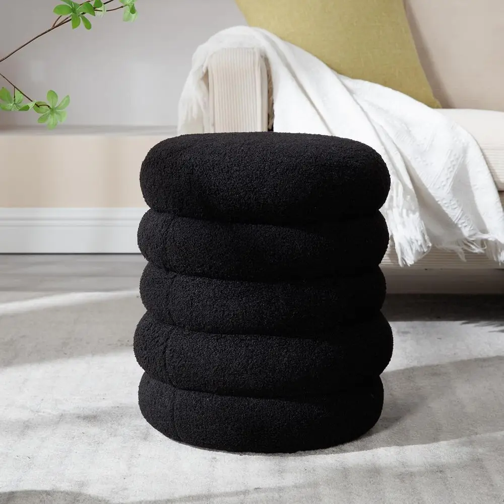 Round Upholstered Storage Ottoman for Living Room, Bedroom, or Coffee Table, Black
Round Upholstered Storage Ottoman for Living Room, Bedroom, or Coffee Table, Black