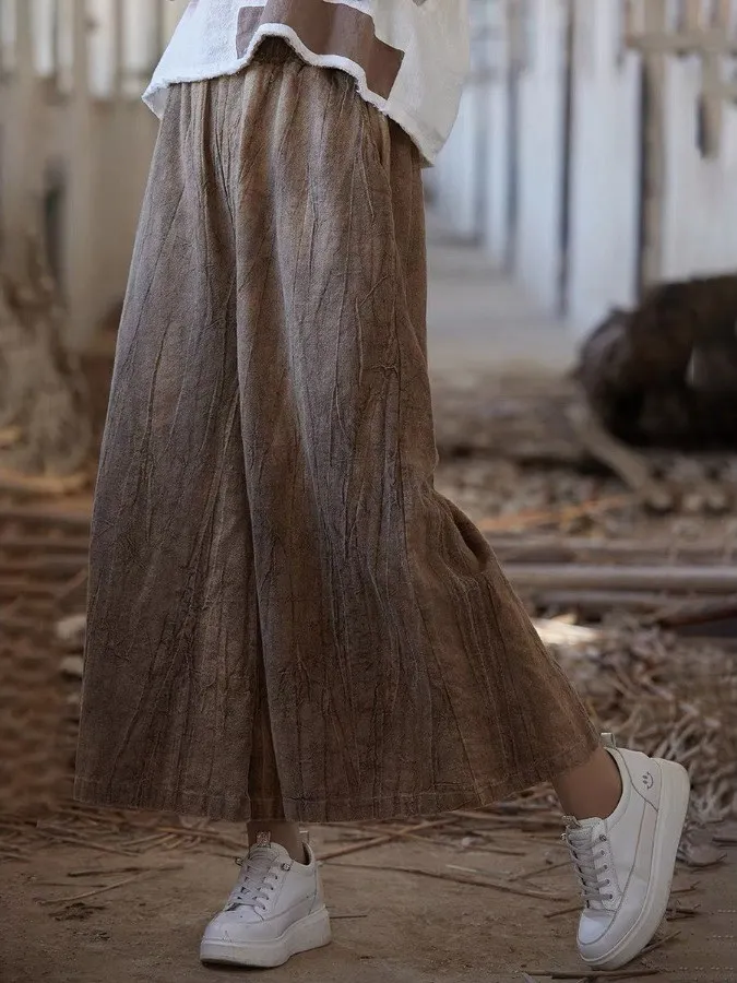 Свободные хлопковые и льняные брюки с девятью ногами, утягивающие окрашенные широкие брюки с эластичной резинкой на талии, повседневные летние брюки для женщин больших размеров 
Свободные хлопковые и льняные брюки с девятью ногами, утягивающие окрашенные широкие брюки с эластичной резинкой на талии, повседневные летние брюки для женщин больших размеров