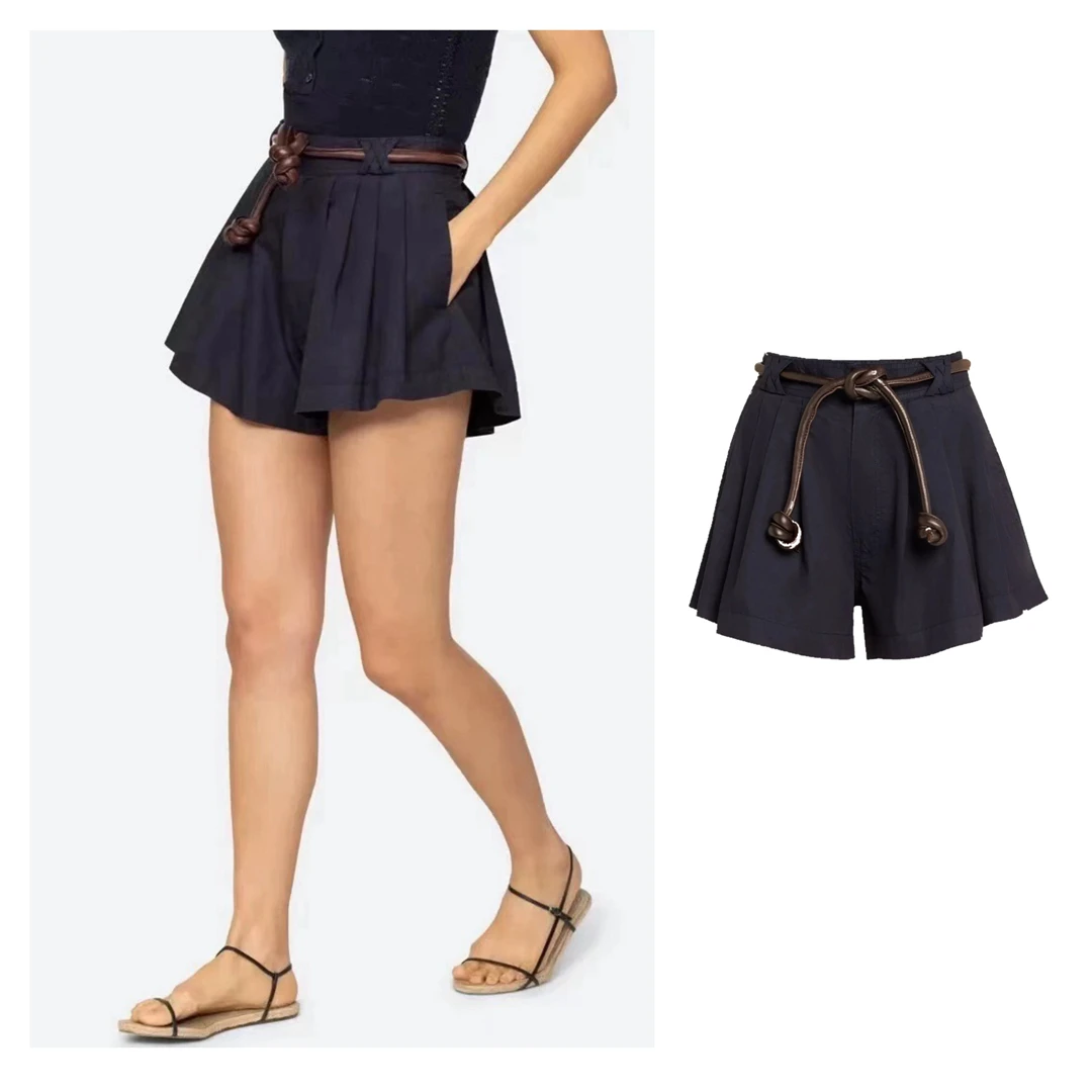 Handmade Blue Cotton Pleated Skirt Waist Belt New York Se Shorts Baggy High Waist Straight Leg Pants Casual Trousers for Women
Handmade Blue Cotton Pleated Skirt Waist Belt New York Se Shorts Baggy High Waist Straight Leg Pants Casual Trousers for Women