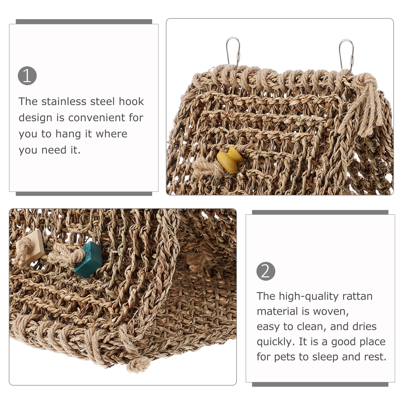 Rattan Hammock Pet Swing Parrot Sleeping Cage House Shelter Nest Quick Dry Hanging Bed For Parrots Birds Nest Bird Hammock Cave 
Rattan Hammock Pet Swing Parrot Sleeping Cage House Shelter Nest Quick Dry Hanging Bed For Parrots Birds Nest Bird Hammock Cave