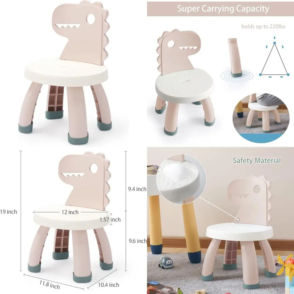 Children's Dino Plastic Chair, Sturdy & Lightweight, Anti-Slip Ergonomic Design, Suitable for Ages 2+, Indoor/Outdoor, Pink
Children's Dino Plastic Chair, Sturdy & Lightweight, Anti-Slip Ergonomic Design, Suitable for Ages 2+, Indoor/Outdoor, Pink