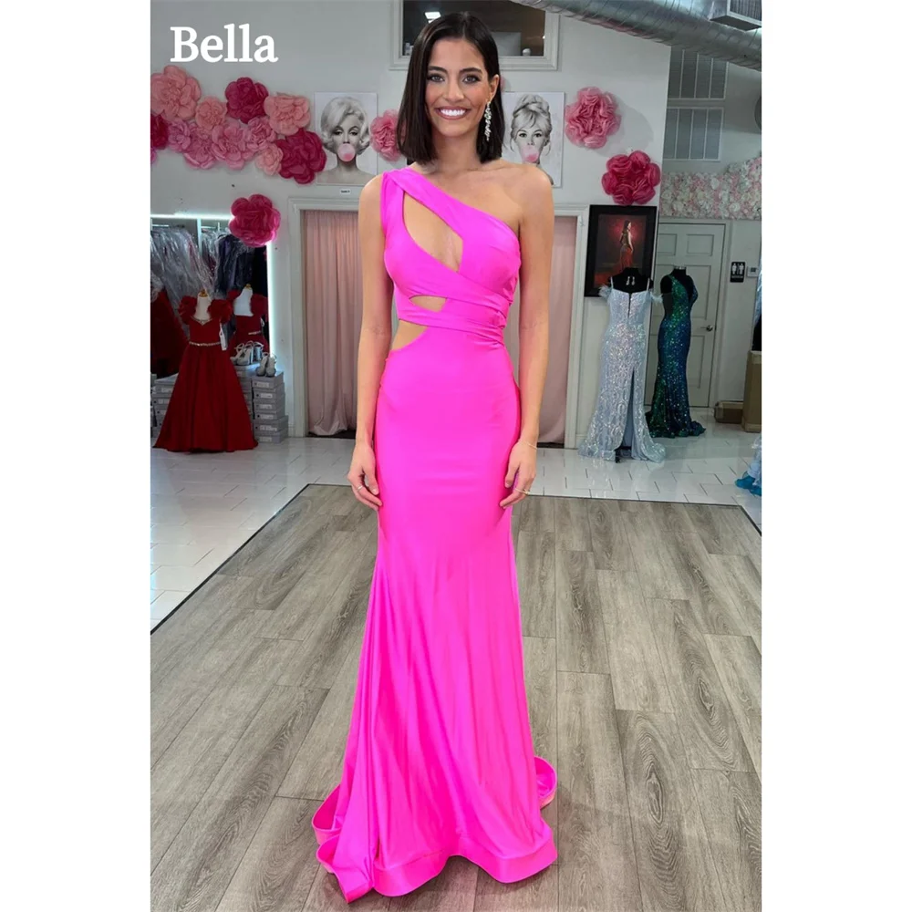 Bella Fuchsia Satin Prom Dresses One Shoulder Mermaid Wedding Dress Elegant Sleeveless Floor-Length Cut-out Vestidos De Fiesta
Bella Fuchsia Satin Prom Dresses One Shoulder Mermaid Wedding Dress Elegant Sleeveless Floor-Length Cut-out Vestidos De Fiesta