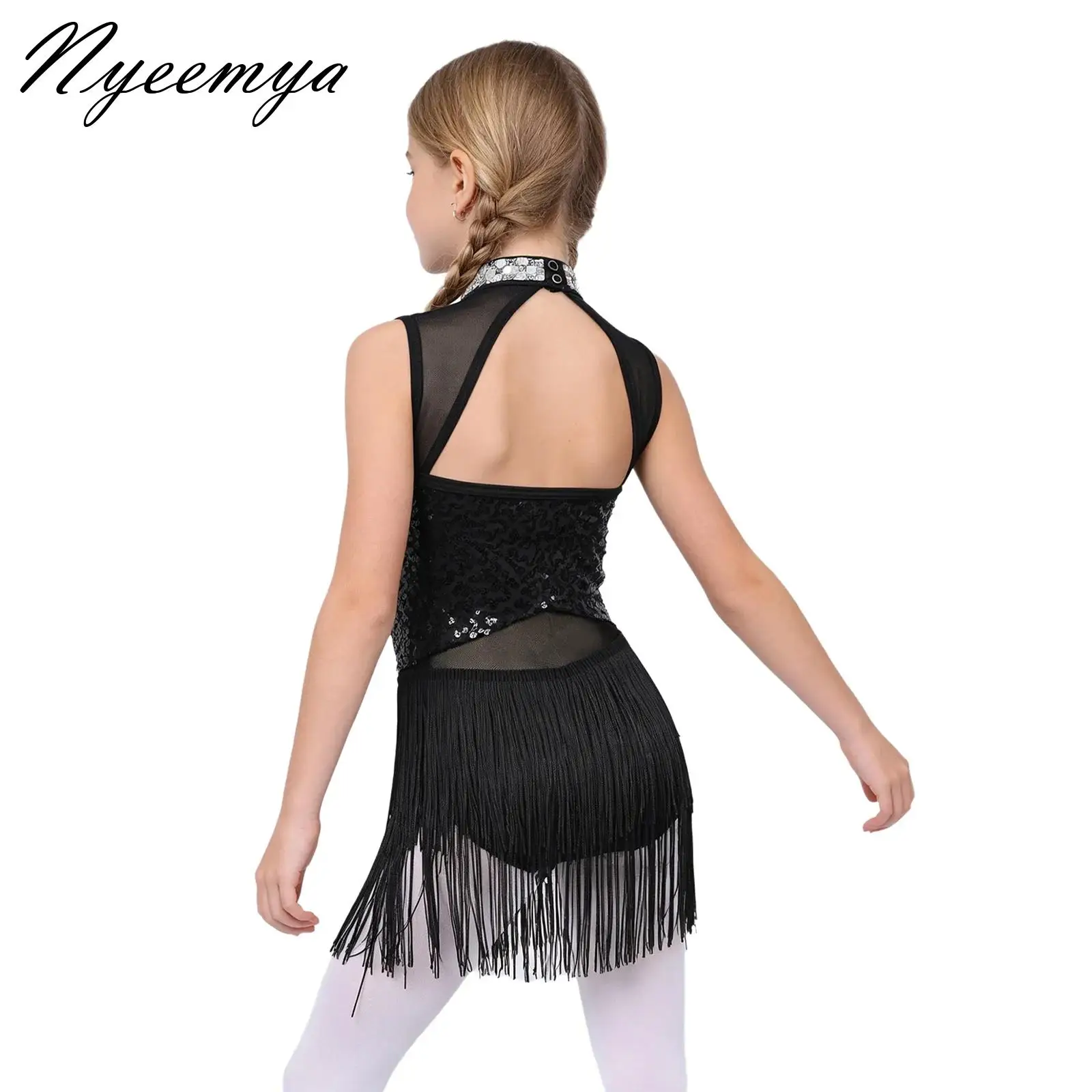 Kids Girls Sequins Latin Dance Dress Rhinestone Mesh Tassel Ballroom Modern Jazz Ballet Leotards Dress Performance Dance Wear
Kids Girls Sequins Latin Dance Dress Rhinestone Mesh Tassel Ballroom Modern Jazz Ballet Leotards Dress Performance Dance Wear