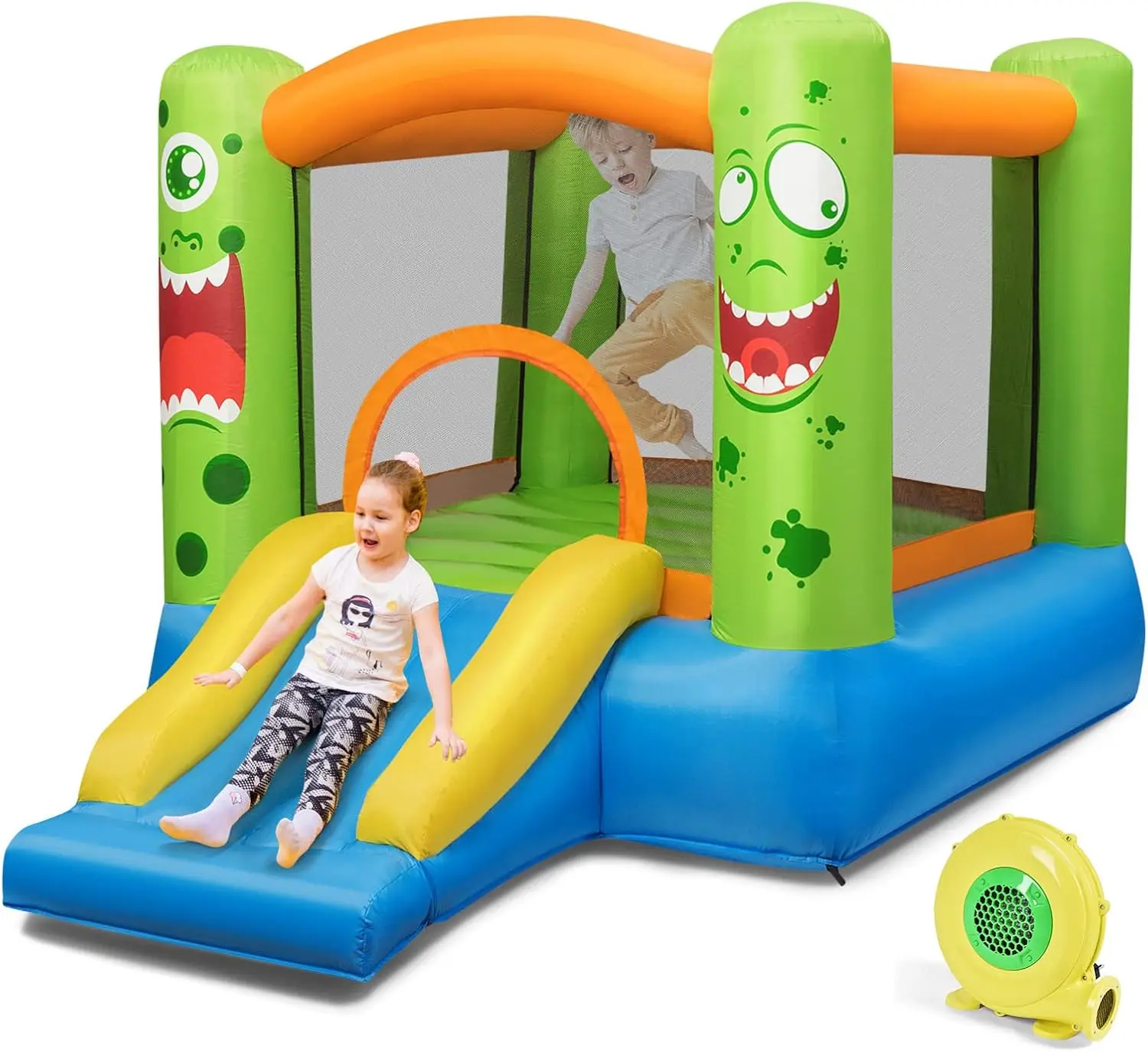 Inflatable Bounce House for Kids with Slide, Ocean Ball Pit, Basketball Hoop, and Stakes - Giant Jumping Castle for Indoor/Outdoor Use, Includes 480W Blower
Inflatable Bounce House for Kids with Slide, Ocean Ball Pit, Basketball Hoop, and Stakes - Giant Jumping Castle for Indoor/Outdoor Use, Includes 480W Blower