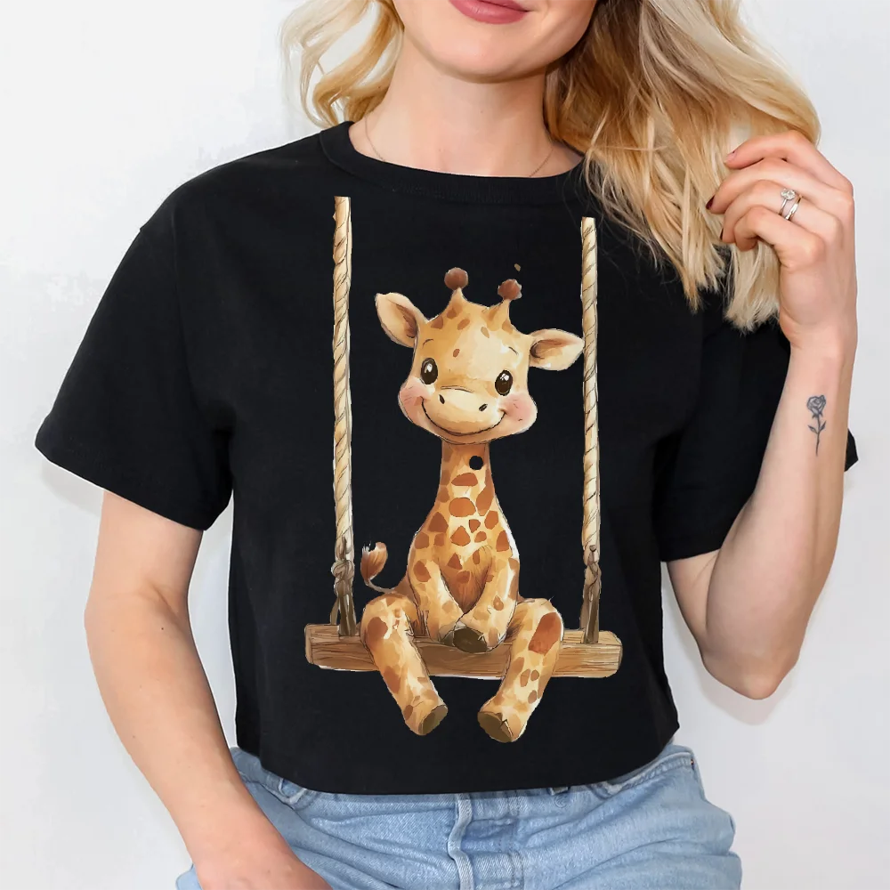 Cute Giraffe, Cropped T-Shirt, Women's T-Shirt, Y2k Graphic Tee, Hand-Painted Bunny Art, Korean Style Summer Top,Oversized 2025 
Cute Giraffe, Cropped T-Shirt, Women's T-Shirt, Y2k Graphic Tee, Hand-Painted Bunny Art, Korean Style Summer Top,Oversized 2025