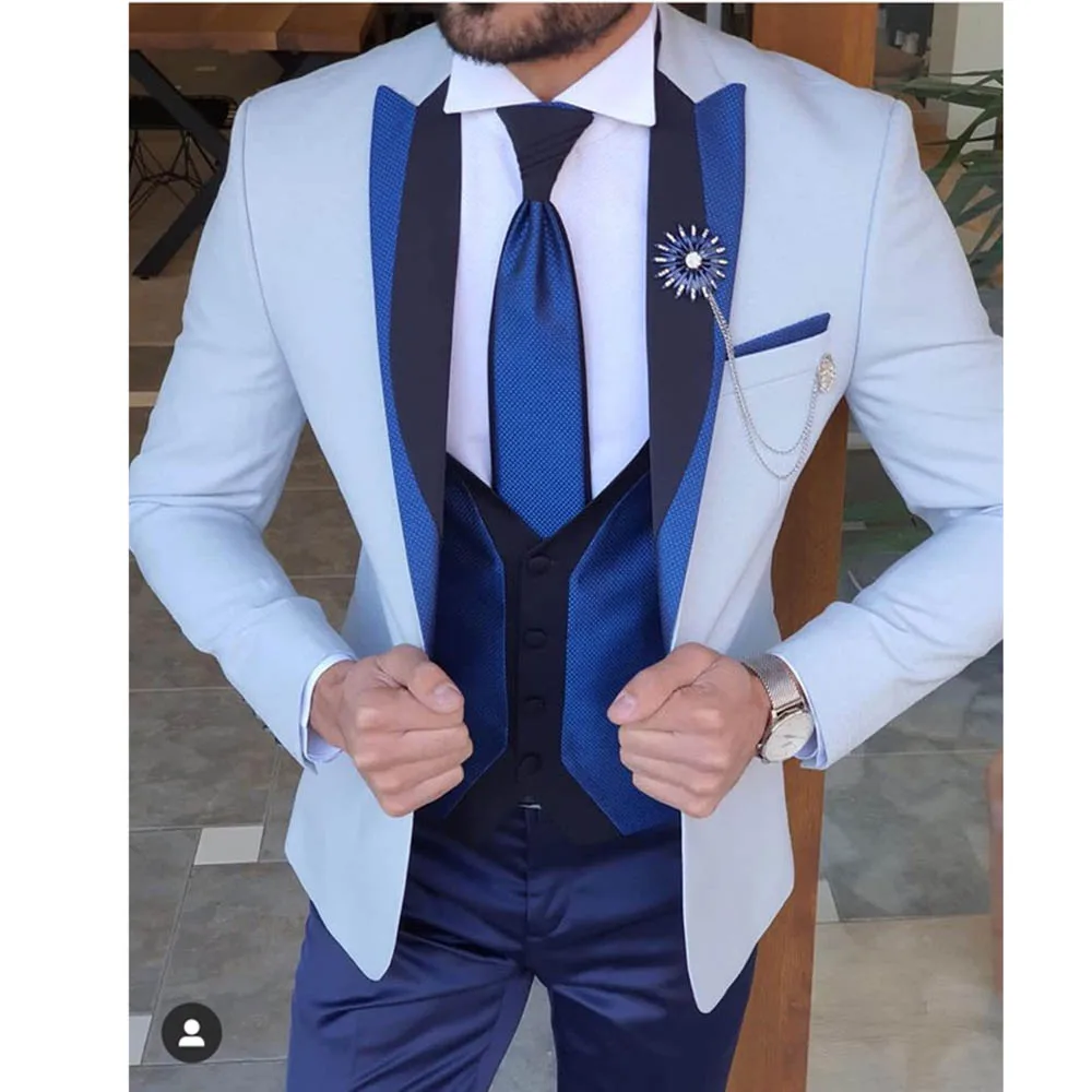 Голубой костюм Homme, мужские костюмы из 3 предметов, модные приталенные костюмы 2023, костюмы для жениха, Terno, свадебный пиджак (куртка + брюки + жилет)
Голубой костюм Homme, мужские костюмы из 3 предметов, модные приталенные костюмы 2023, костюмы для жениха, Terno, свадебный пиджак (куртка + брюки + жилет)