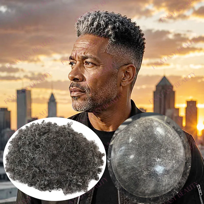 8mm Curly Durable 0.1mm Injection Base Black Old Men's Human Hair Grey Hairpieces Toupee 1B40 1B50 Natural Hairline Man Hair Wig
8mm Curly Durable 0.1mm Injection Base Black Old Men's Human Hair Grey Hairpieces Toupee 1B40 1B50 Natural Hairline Man Hair Wig