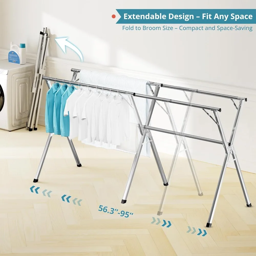 Clothes Drying Rack, Drying Rack Clothing Folding Indoor Outdoor, Heavy Duty Stainless Steel Laundry Rack
Clothes Drying Rack, Drying Rack Clothing Folding Indoor Outdoor, Heavy Duty Stainless Steel Laundry Rack