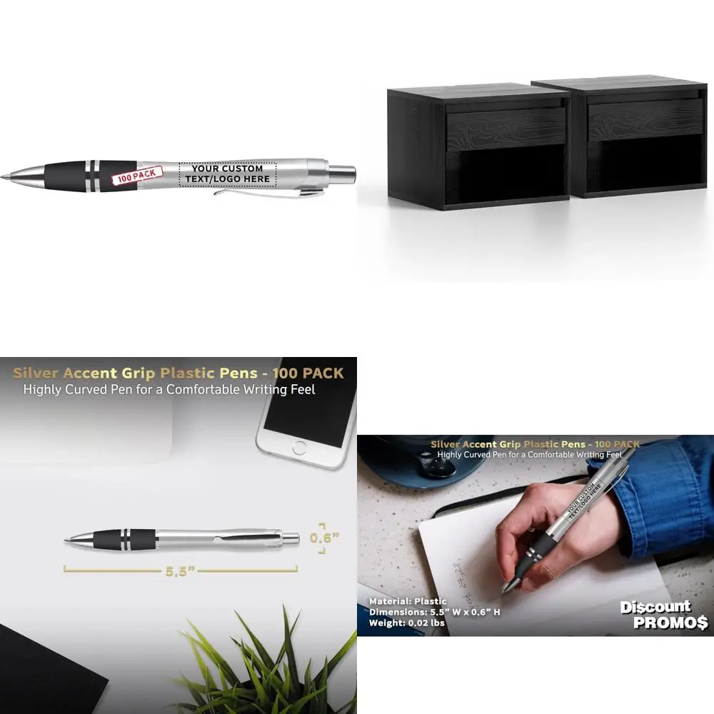 Customizable 100-Pack Silver Accent Grip Pens with Personalized Text and Logo - High-Quality Plastic Writing Instruments for Pro
Customizable 100-Pack Silver Accent Grip Pens with Personalized Text and Logo - High-Quality Plastic Writing Instruments for Pro