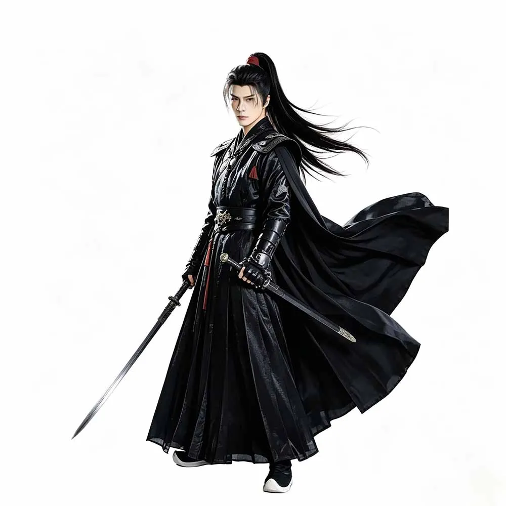 Men Black Hanfu Set Chinese Ancient Swordsman Wuxia Cosplay Costume with Cape Male Warrior Outfit for Halloween Carnival Party
Men Black Hanfu Set Chinese Ancient Swordsman Wuxia Cosplay Costume with Cape Male Warrior Outfit for Halloween Carnival Party