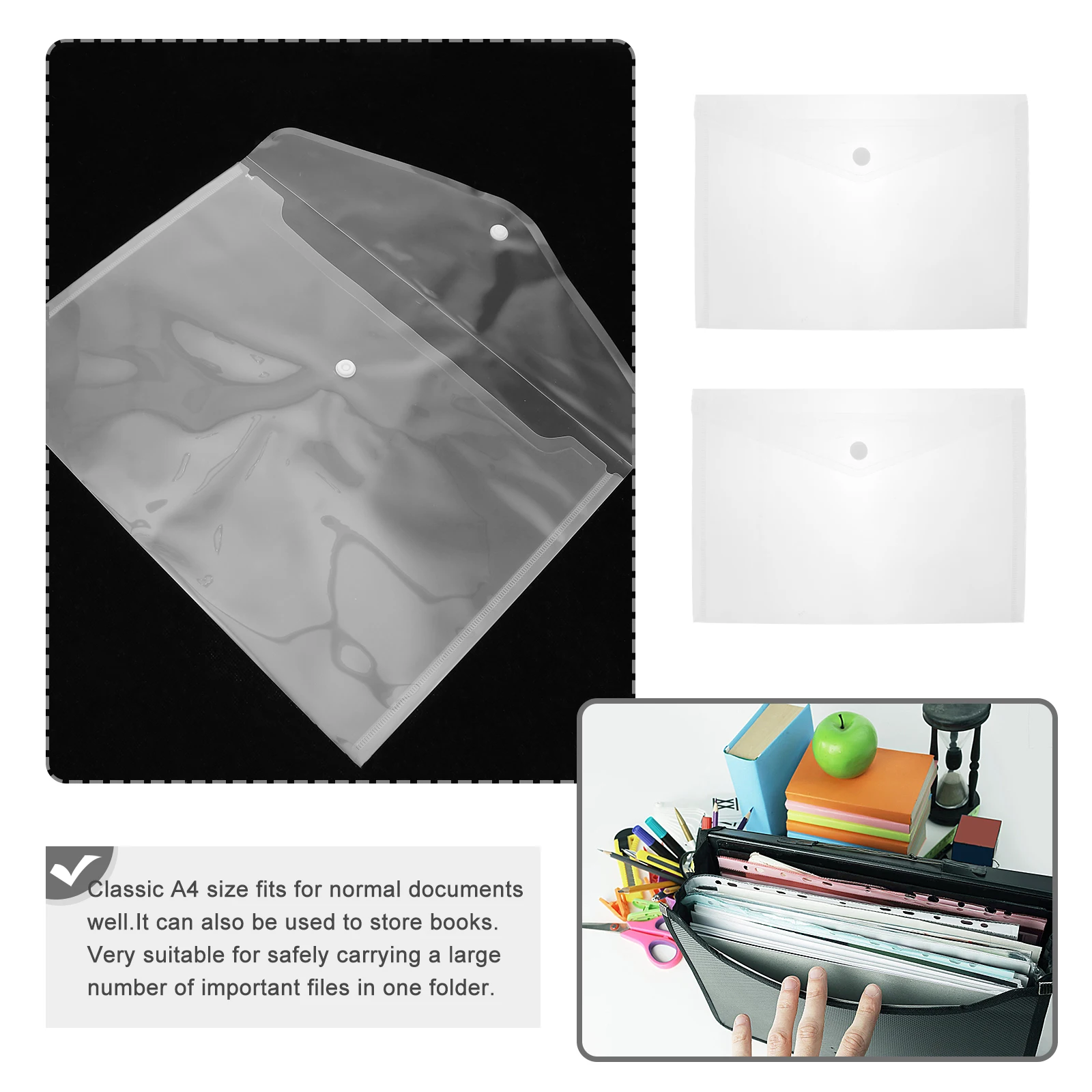 40pcs A4 Document Bag Snap Button File Organizer Clear Plastic Folder Envelope Storage Holder Waterproof For Office
40pcs A4 Document Bag Snap Button File Organizer Clear Plastic Folder Envelope Storage Holder Waterproof For Office