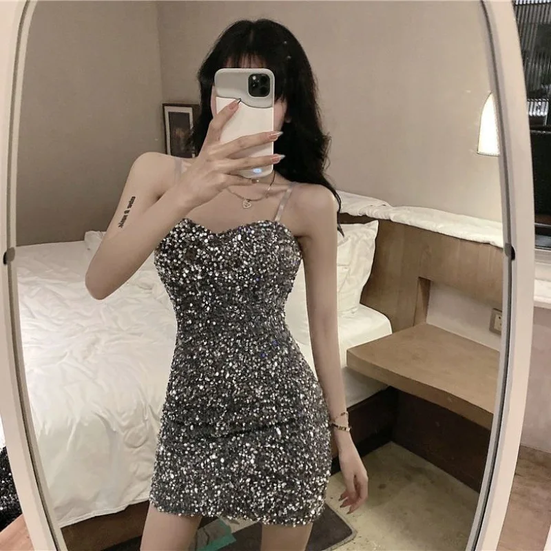 Spring New Glitter Tank Dress Women's Elegant Versatile Base Layer Outer Wear Tightening Sexy Smooths Your Silhouette Girls
Spring New Glitter Tank Dress Women's Elegant Versatile Base Layer Outer Wear Tightening Sexy Smooths Your Silhouette Girls