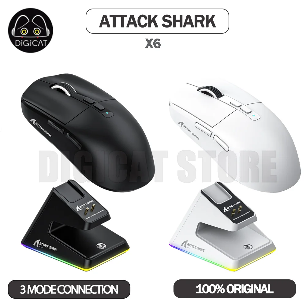Attack Shark X6 Gamer Mouse With Charging Dock 3Mode USB/2.4G/Bluetooth Wireless Mouse PAW3395 Sensor Esports Gaming Mice Gifts
Attack Shark X6 Gamer Mouse With Charging Dock 3Mode USB/2.4G/Bluetooth Wireless Mouse PAW3395 Sensor Esports Gaming Mice Gifts