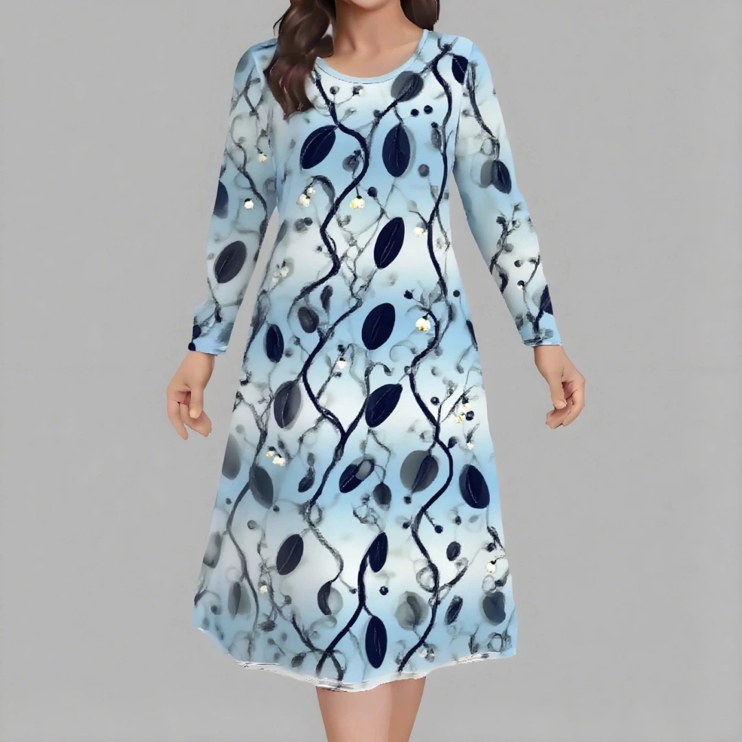 Autumn Elegant Women's Dress Round Neck Casual Long Sleeve Midi Natural Botanical Print Fashion OverSize Women's Clothing
Autumn Elegant Women's Dress Round Neck Casual Long Sleeve Midi Natural Botanical Print Fashion OverSize Women's Clothing