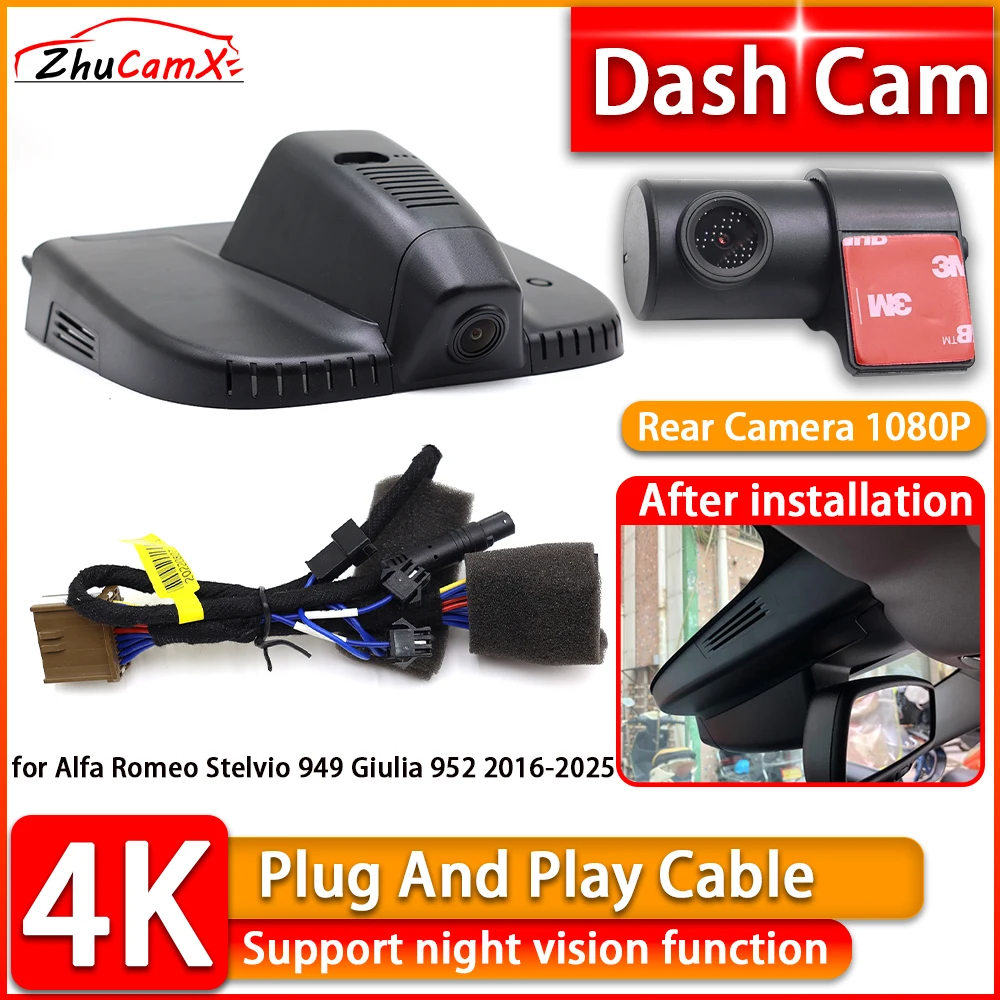 ZhuCamX Wiifi 4K Dash Cam for Alfa Romeo Stelvio 949 Giulia 952 2016-2025 DVR Front Rear Car Camera Plug and Play Video Recorder
ZhuCamX Wiifi 4K Dash Cam for Alfa Romeo Stelvio 949 Giulia 952 2016-2025 DVR Front Rear Car Camera Plug and Play Video Recorder